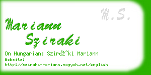 mariann sziraki business card